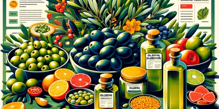 identifies the range of foods and supplements that are rich in Oleuropein. This poster should visually s